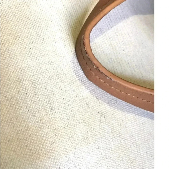 Tory Burch beige/ blue green striped canvas hobo handbag - Picture 7 of 8